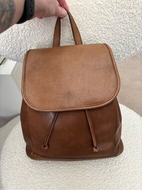 L.L.Bean Vintage Brown Drawstring Backpack Full Grain Leather | Classic Heritage